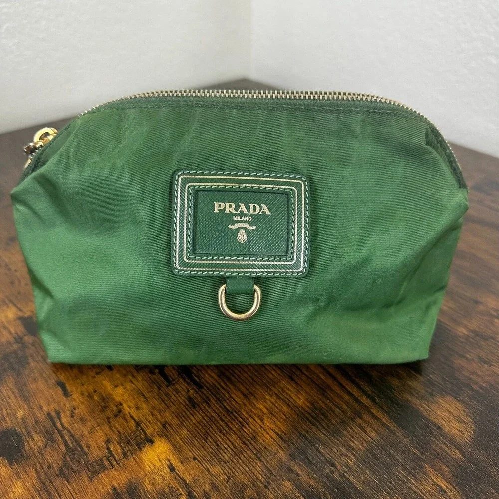 Prada Green Tessuto Cosmetic  Pouch with Certificate of Authenticity - Picture 3 of 16
